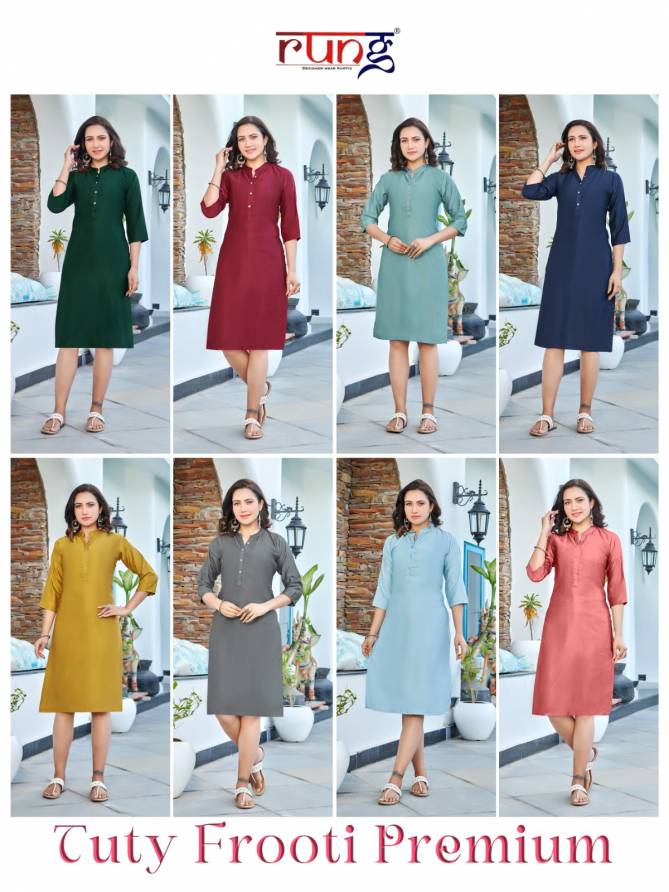 Tuty Frooty Premium By Rung Plain Daily Wear Kurtis Wholesale Price In Surat